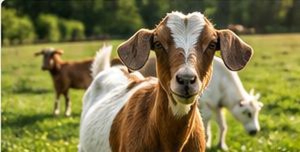 Goats grazing in a pasture